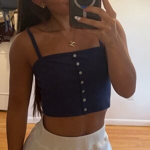 American Eagle Blue Square Neck Tank Top Small